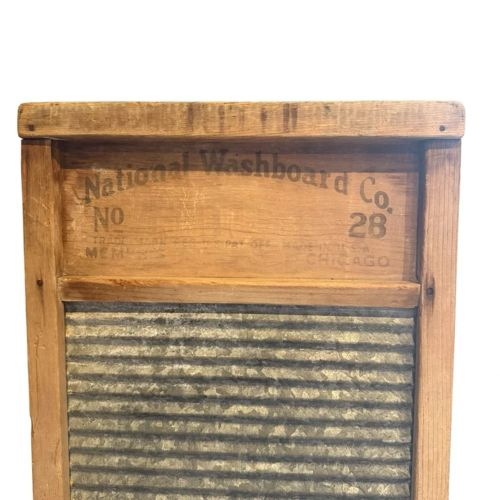 National Washboard Co. Wood & Zinc No. 28 Memphis Chicago Vintage Decor Laundry